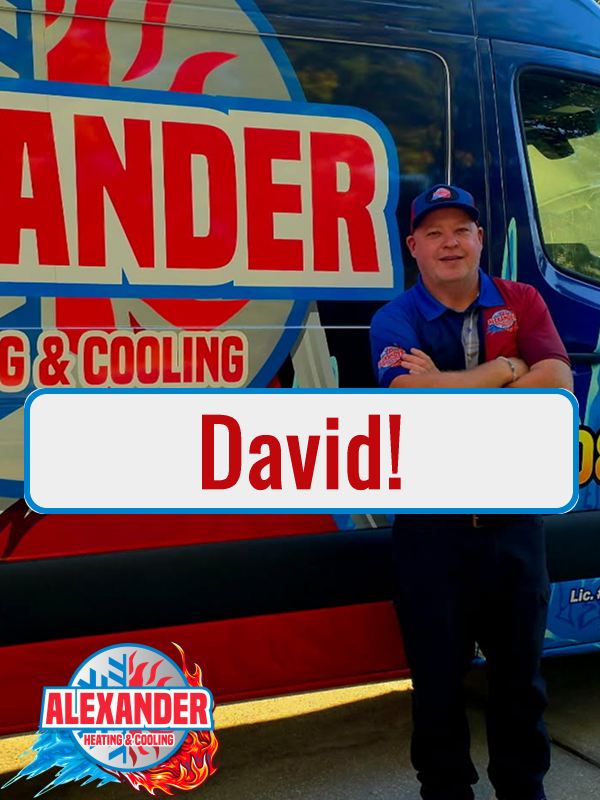 Alexander Heating and Cooling personalized review request showing the customer's name David